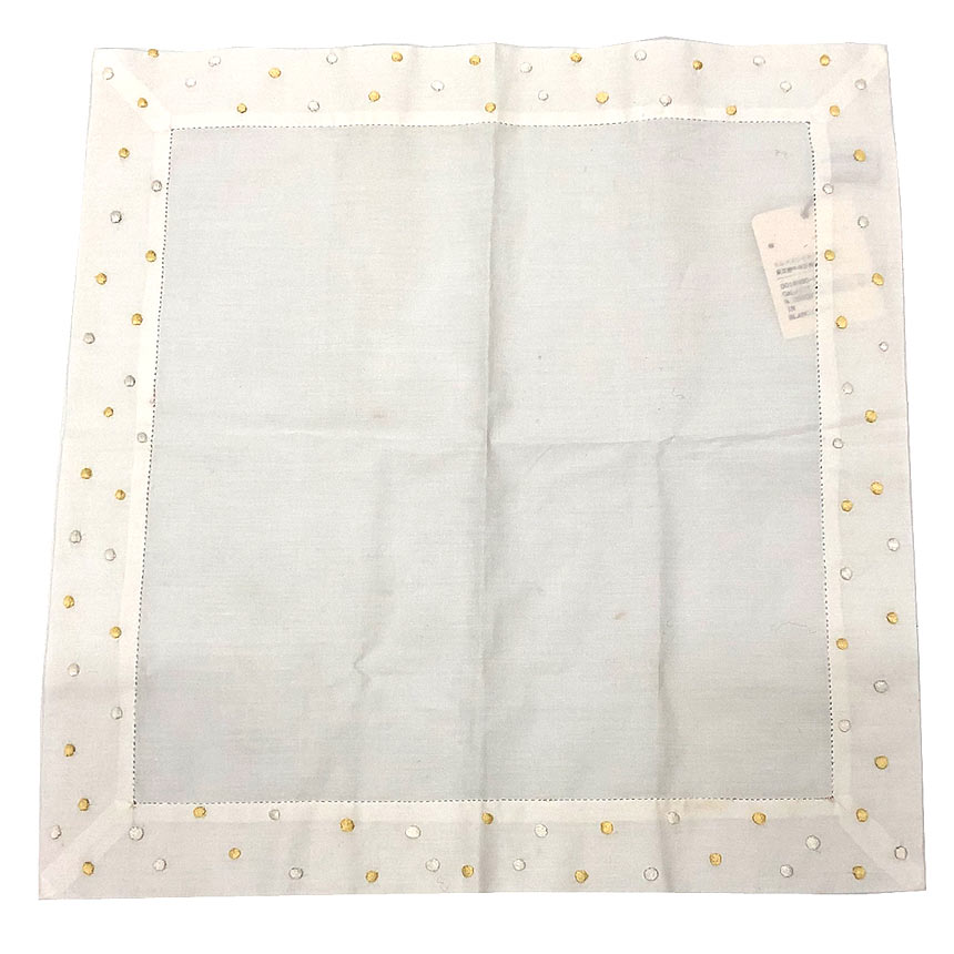 HERMES エルメス 汗手拭い GALAXIE MOUCHOIR 綿織物100％ 白 刺しゅう 点点 衣嚢旗がしら えり巻き バンダナ【新古品】【未当て嵌める品】【中古】エルメス 汗手拭い aq12684