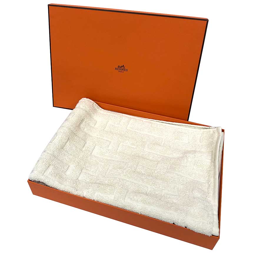 エルメス HERMES ステアーズ 人間の顔西洋手ぬぐい 西洋手ぬぐい 綿織物100％ 自然的（象牙色）メンズ レディース ユニ一発やる 男女兼用【未当て嵌める】【新古品】【中古】エルメス 小物 aq12799 フェイスタオル-日用品雑貨・文房具・手芸