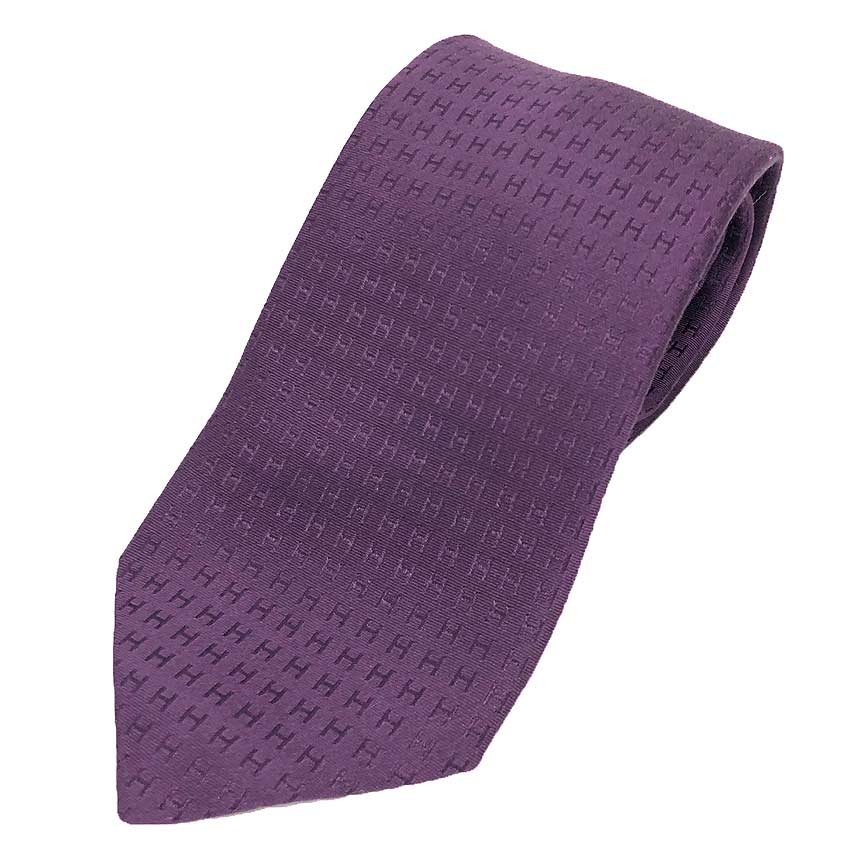 エルメス HERMES タイ Hロゴタイプ 地絹100％ タイ CRAVATE FACONNEE H H柄 パープル メンズ 成人男性 服飾小物【中古】エルメス メンズ 小物 aq12951