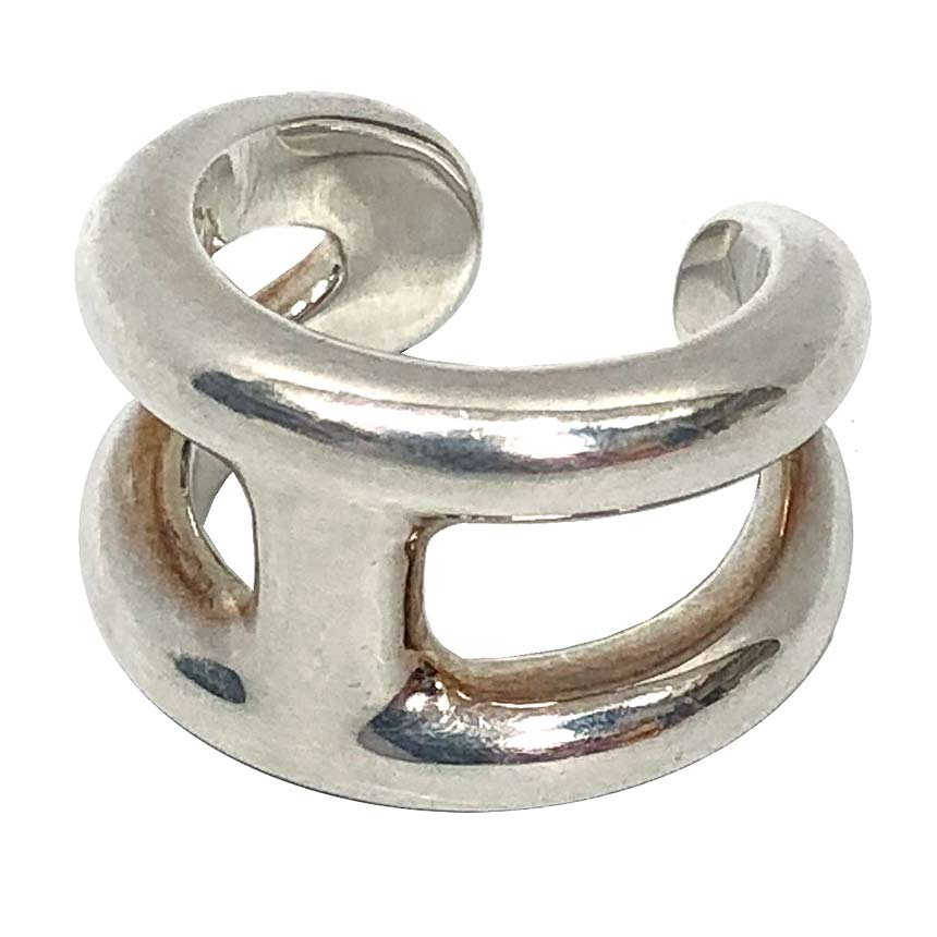 HERMES エルメス 牡モズPM Bague Osmos 輪っか 大きさ48 しろがね色 H輪っか メンズ レディース ユニ一発やる 男女兼用【中古】エルメス 佩び物 輪っか  aq12553