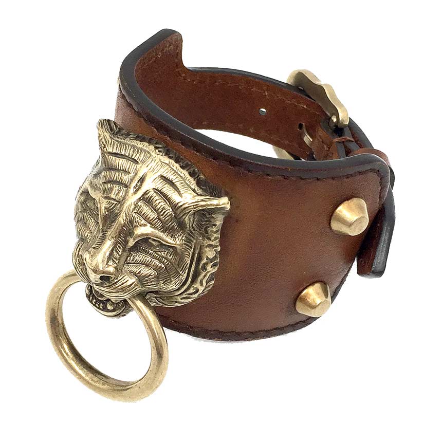 新しい GUCCI グッチ キャットヘッド ブレスレット L エルメス レザー ...