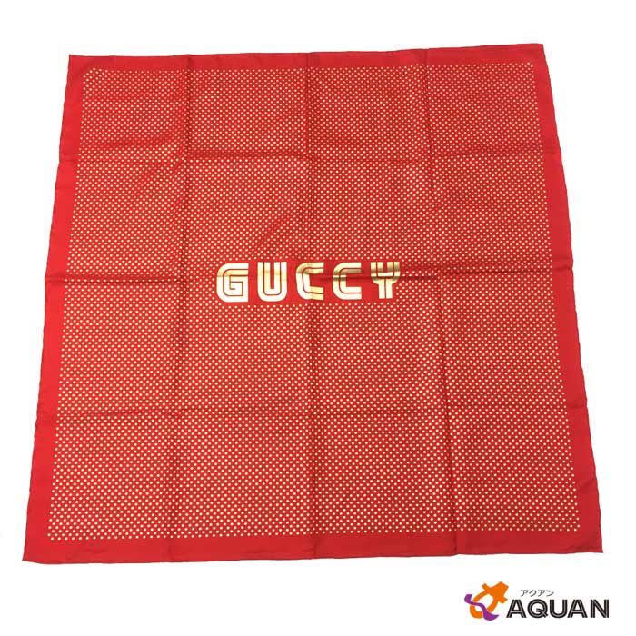 スーパーSALE　GUCCI　グッチ SEGA セガ コラボ　スカーフ　GUCCY　大判　カレ　シルク100％　レッド系　箱付き【新古品】【未使用品】【中古】グッチ　スカーフ　服飾小物aq3007