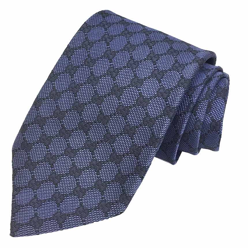 ゆうパケット発送　全国送料無料　GUCCI　グッチ　ネクタイ　GG　シルク　ブルーー　メンズ　男性【中古】グッチ　服飾小物　aq11487