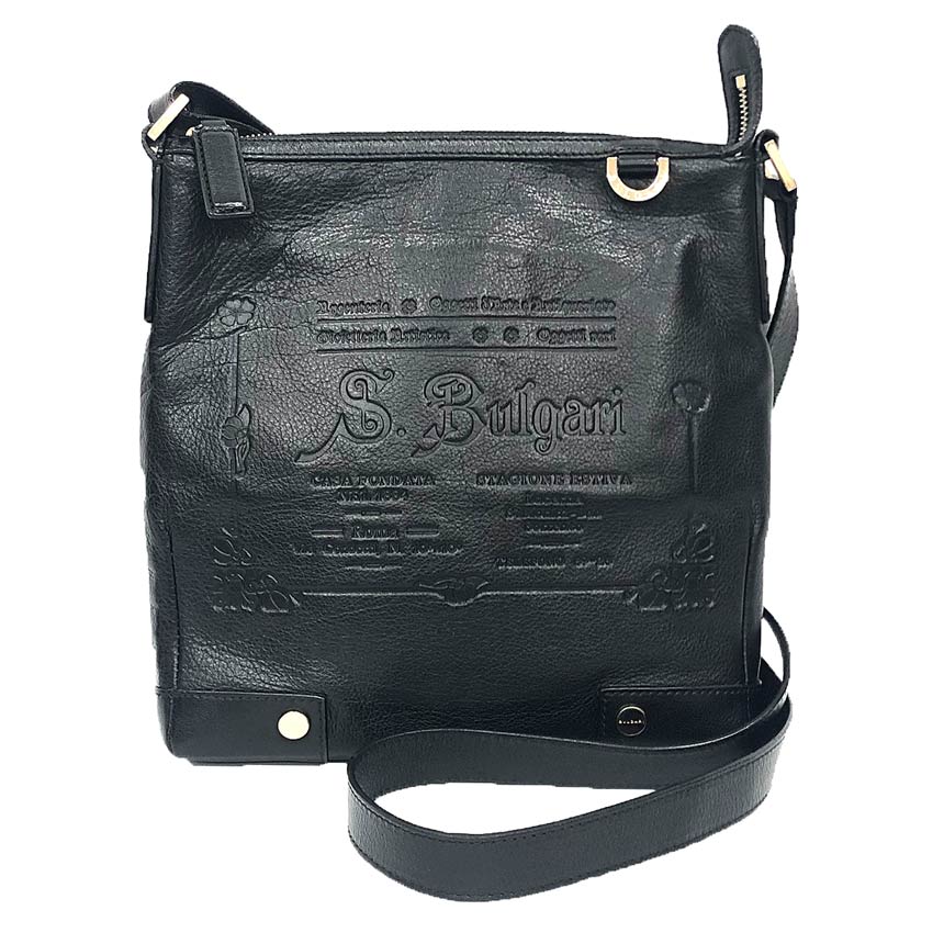 ブルガリ BVLGARI レザー ショルダーバッグ コレツィオーネ ブラック 黒【中古】BVLGARI バック aq12733