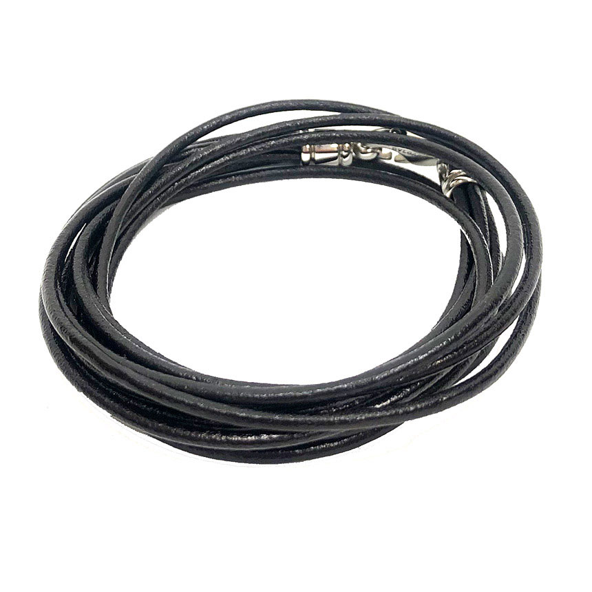 BVLGARI ブル小峡谷 なめし革 チョー鉄道車両 ２連 腕輪 ２WAY 黒いこと 黒 付属物【中古】 aq10025