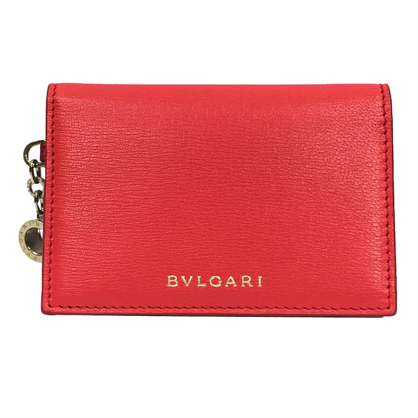 セール　BVLGARI　ブルガリ　B-zero１　名刺入れ　カードケース　288237　ビーゼロワン　ブルガリブティック直営店購入品　レッド×オレンジレッド　ブルガリ　財布小物【新古品】【美品】【中古】aq7203