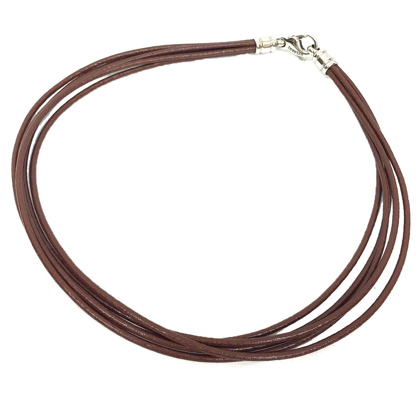 BVLGARI　ブルガリ　レザー　チョーカー　２連 ブレスレット　２WAY　ブラウン　茶色　アクセサリー【新古品】【美品】【中古】　aq10026
