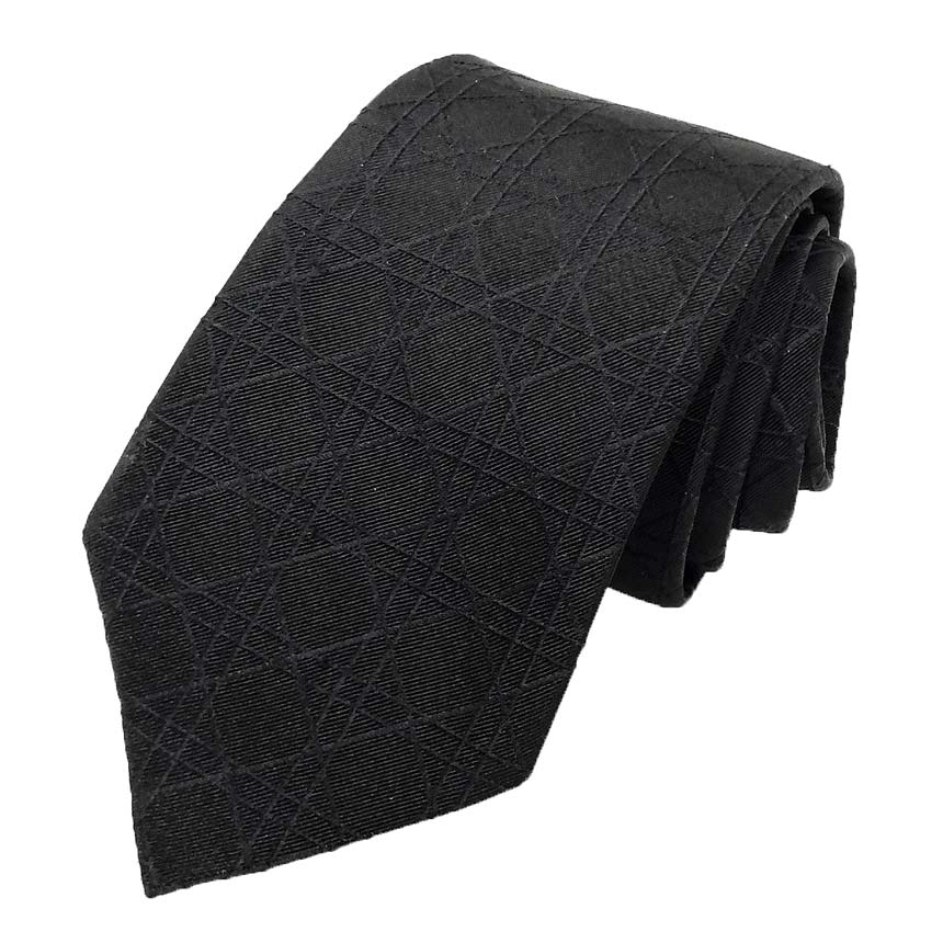 ディオール　Dior 　ネクタイ　カナージュ　ブラック 黒【中古】ディオール　衣類小物　メンズ　aq12596