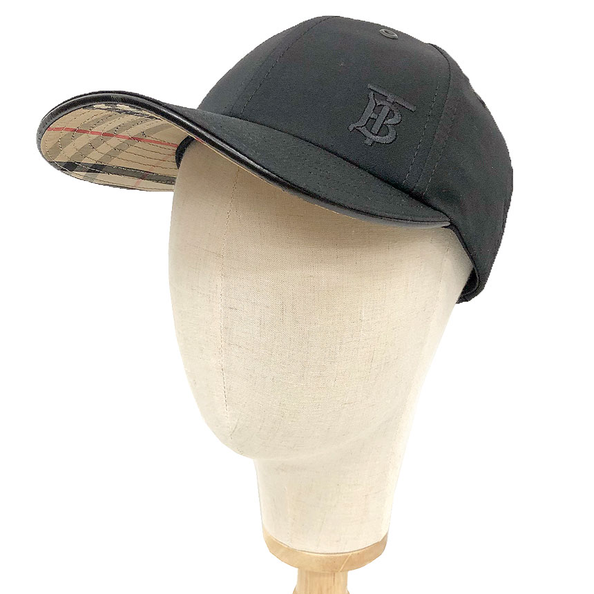 BURBERRY LONDON  バーバリー キャップ 帽子 メンズ COTTON GABARDINE BASEBALL CAP 8053811 ブラック A1189 モノグラムモチーフ トロピカルギャバジン ベースボールキャップ【未使用】【新古品】【中古】バーバリー 帽子  aq12775