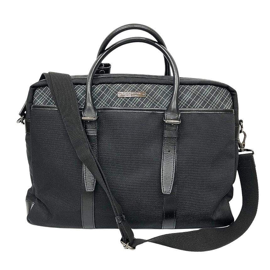 BURBERRY BLACK LABEL バーバリーブラックレーベル ブリーフケース ビジネスバッグ ２WAY メンズ バック ナイロンキャンバス&times;レザー ブラック 黒【中古】バーバリー バッグ メンズ aq13107｜ブランド＆着物館アクアン京や 20,306円