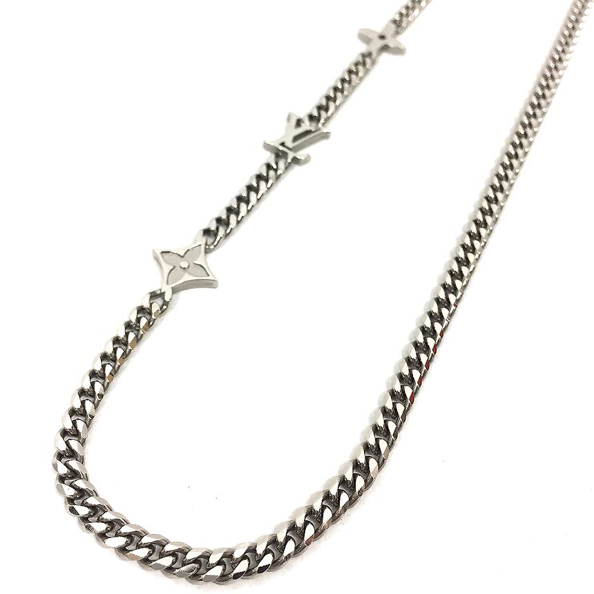 ルイヴィトン　LOUIS　VUITTON　ネックレス･モノグラム ロウ　M01490　喜平チェーン　メンズ　アクセサリー　シルバー【中古】ルイヴィトン　アクセサリー　ネックレス　aq12017