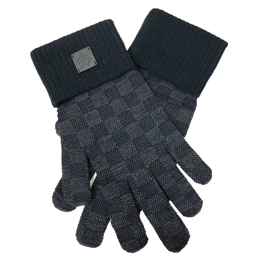 LOUIS VUITTON ルイヴィトン ダミエグラフィット グローブ 地球儀 ゴン ネオプティ M77992 羊毛 黒いこと×薄墨色 メンズ 成人男性【未当て嵌める品】【新古品】【中古】ルイヴィトン メンズ aq12756