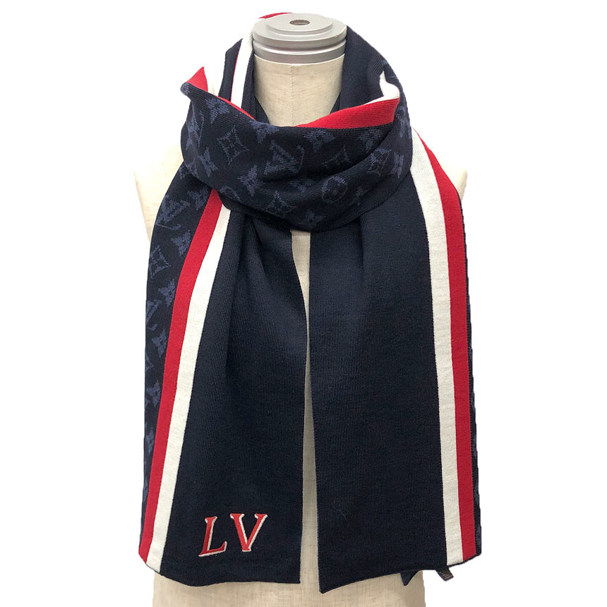 LOUIS VUITTON ルイヴィトン えり巻き M77936 モノグラム エシャルプLV赤ちょうちんシティ 米国海軍 羊毛 メンズ えり巻き【新古品】【美品】【中古】ヴィトン 服飾小物 aq12981