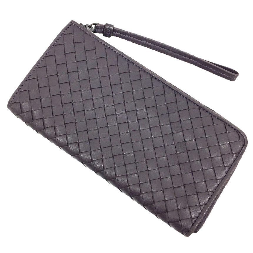 セール ボッテガヴェネタ BOTTEGA VENETA イントレチャート L字ファスナー 長財布 244823 レザー ブラウン系 財布【中古】ボッテガ 長財布 aq10144|ブランド&着物館アクアン京や
