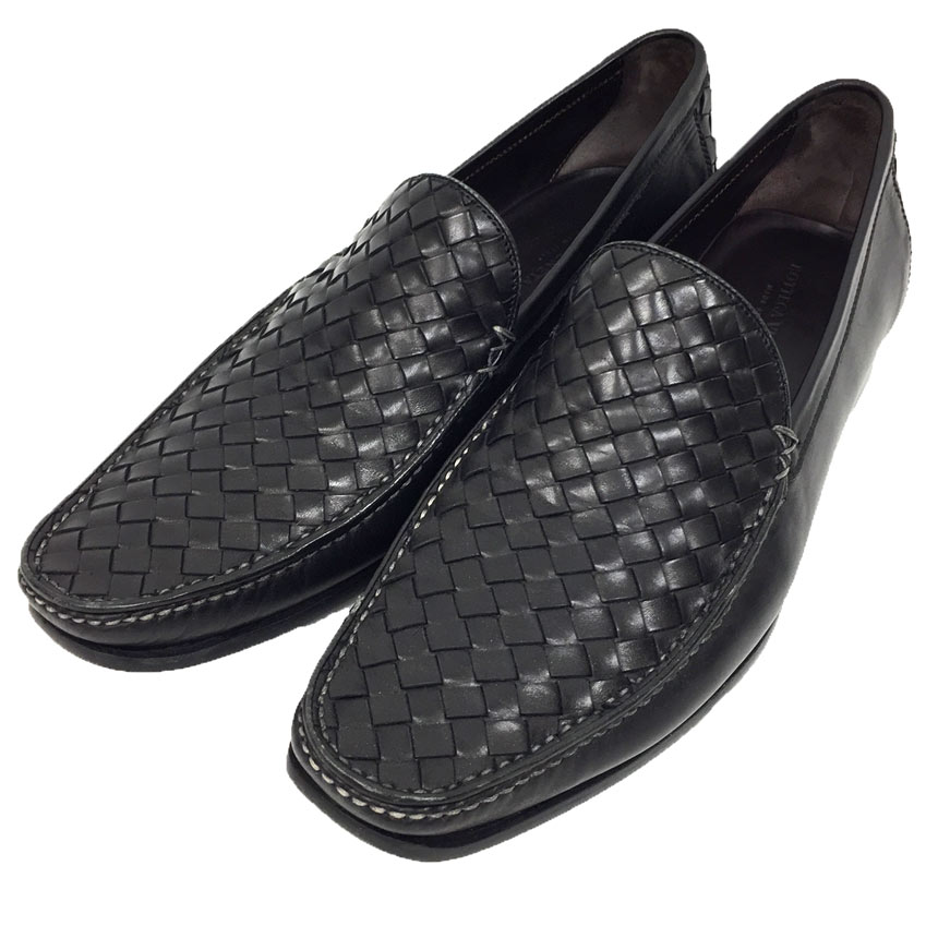BOTTEGA BENETA ドライビング シューズ ブラック系牛革 40サイズ Bottega Veneta Tire rubber-trimmed leather zip knee boots