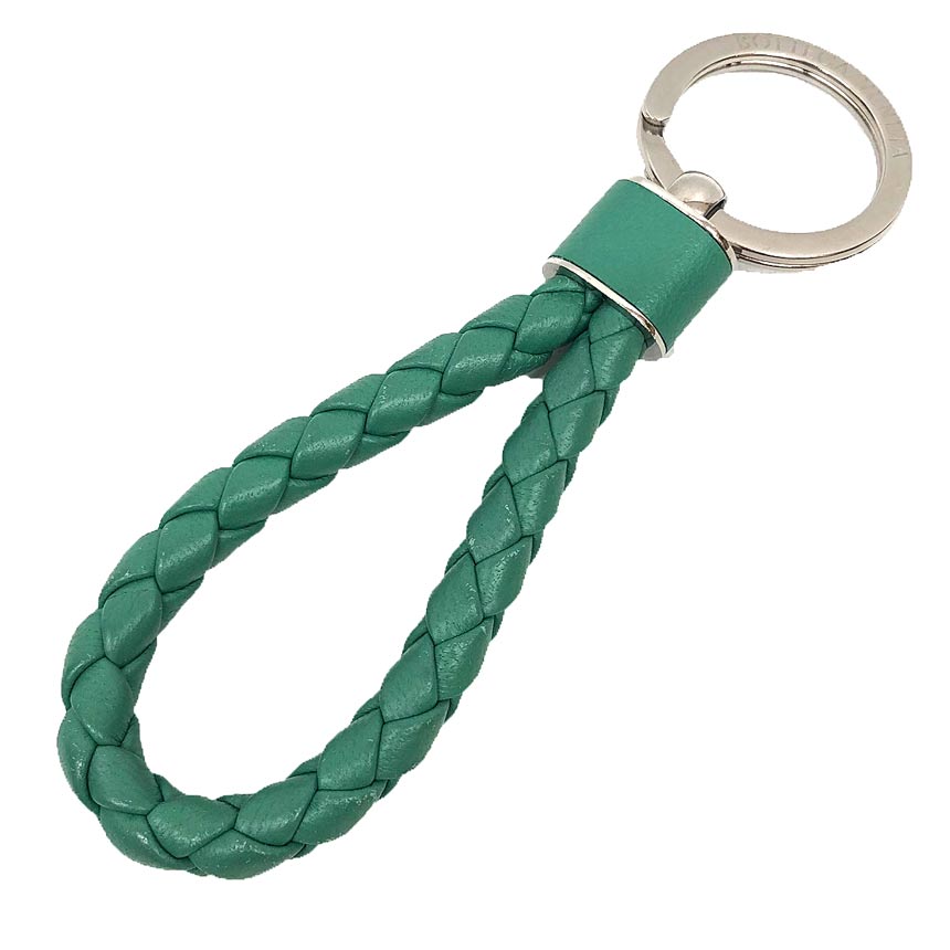 BOTTEGA VENETA ボッテガヴェネタ イントレチャート キーリング キーホルダー グリーン レザー 保存箱付【中古】ボッテガベネタ　財布・小物 aq12718