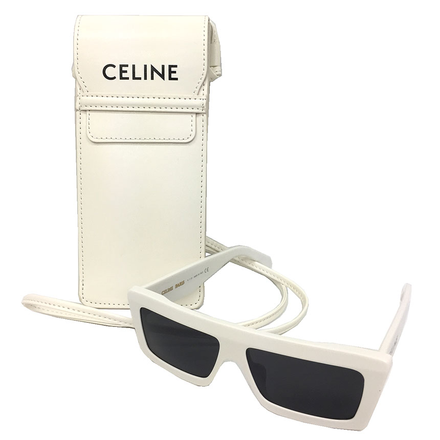 CELINE セリーヌ Monochroms 02 Sunglasses モノクローム 02 サングラス スモークレンズ スクエア型 4S214CPLB ショルダーケース付【中古】セリーヌ アイウェア バック aq11351|ブランド&着物館アクアン京や