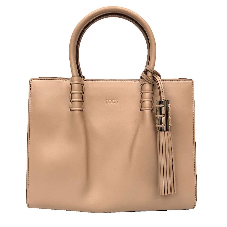 訳あり　TOD'S トッズ レザー ハンドバッグ　トートバッグ　ヌーディベージュ【中古】TOD'S バッグ aq12330