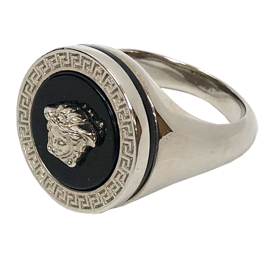 VERSACE ヴェルサーチ メドゥーサ リング DG57285-DJMR K41T シルバー×ブラック【中古】ヴェルサーチ アクセサリー aq12704
