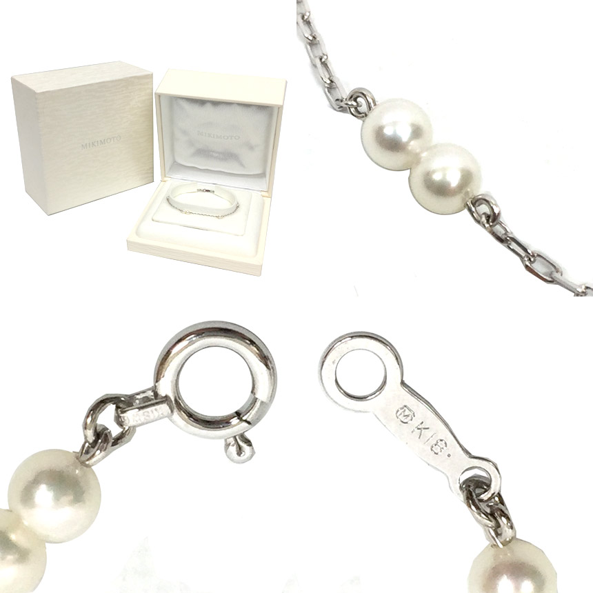 ミキモト MIKIMOTO パール ブレスレット PD-130U K18 WG ホワイト