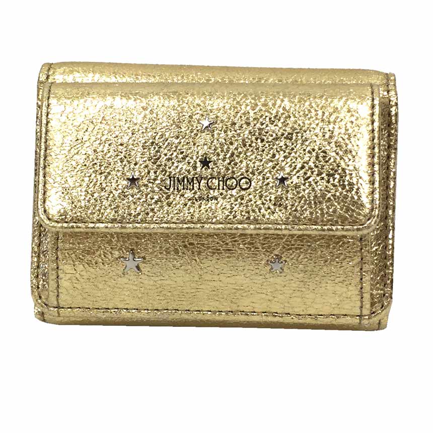 極美品 ジミーチュウ 三つ折り財布 ゴールド コンパクト ミニ スタッズ スター brandparks_jimmychoo-0011-amgold