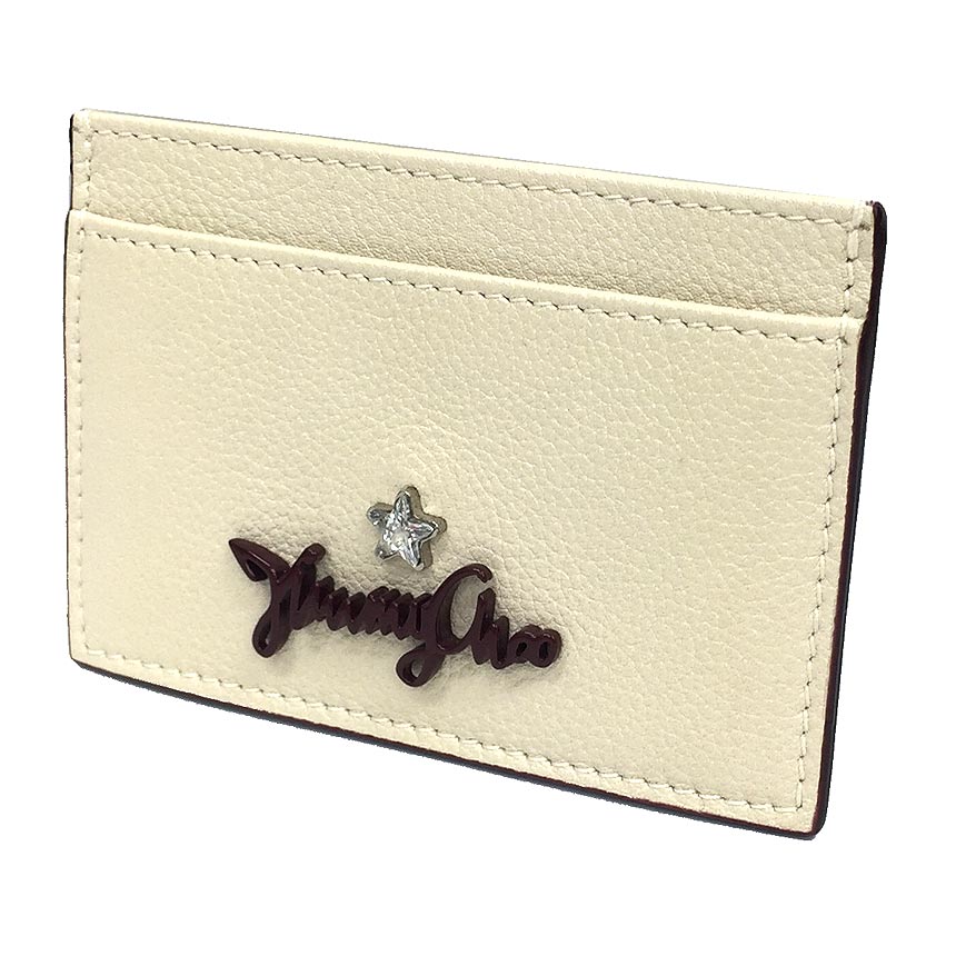セール　JIMMY CHOO　ジミーチュウ 　レザー　カードケース ARIES J000111440001　名刺入れ　パスケース　LINEN アイボリー　財布【美品】【中古】JIMMY CHOO　財布小物 aq9958 10,296円