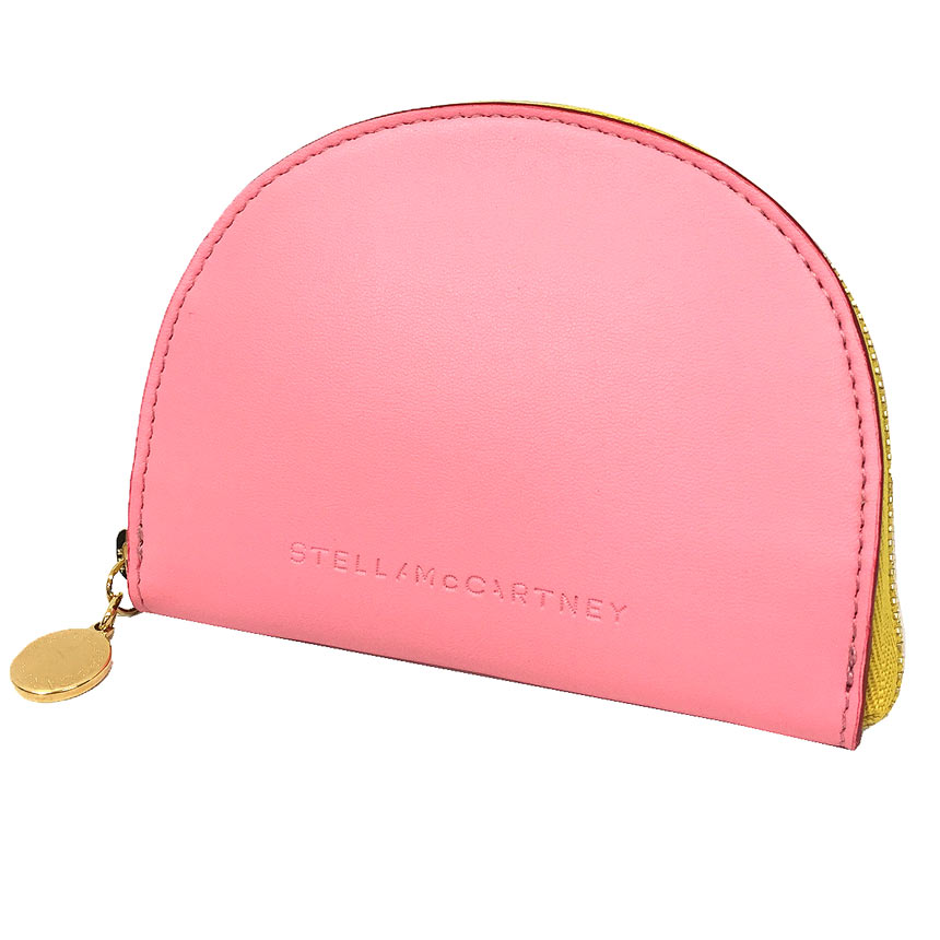 Stella McCartney ステラマッカートニー ロゴ トリコロールカラー ハーフムーンジップ コインケース 小銭入れ カードケース 700258 W8857 6601(ピンク系) 【未使用】【新古品】【中古】STELLAMCCARTNEY　レディース　財布 aq11684