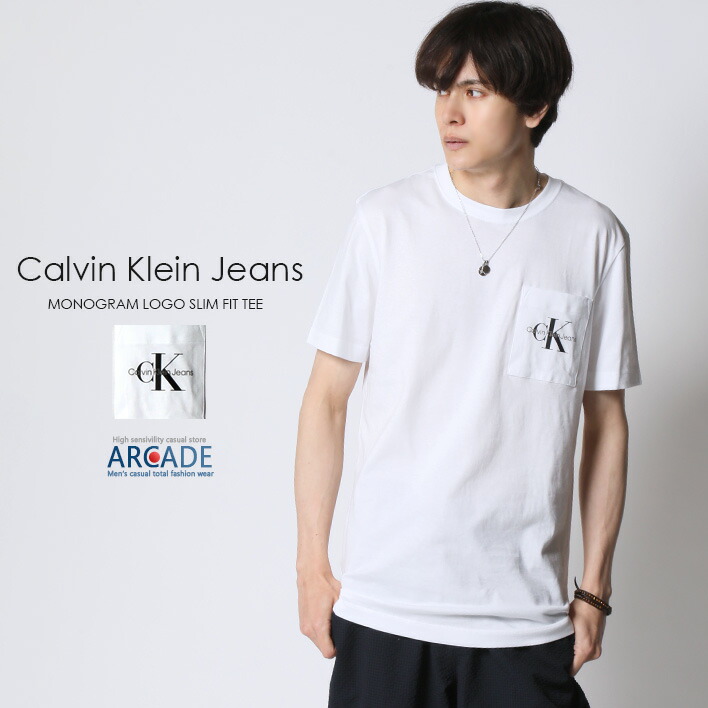 Calvin Klein Jeans カルバンクラインジーンズ CK モノグラム 隠し 半袖ティーシャツ メンズ ブランド名 CORE MONOGRAM POCKET SLIM TEE