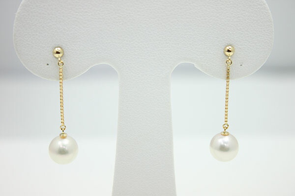 Shinjupa Rusemmonten Arielpearl Long Swaying Pearls Pearl Earrings Long Swaying Pearls Pearl Earrings Akoya 7mm 7 5mmk18 White Pink Color