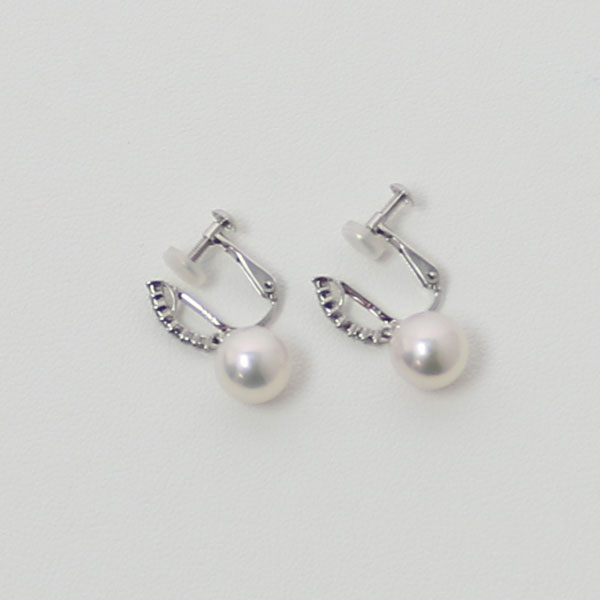 Shinjupa Rusemmonten Arielpearl Pearl Earrings Akoya Pearl Earrings Akoya Pearls 8 0 5 Mm White Pink Color Gold Diamond Moonstone