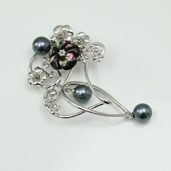 真珠 パール ブローチ あこや真珠 ブローチ ブローチ ブラックカラー 黒真珠 デザイン ブラックカラー パール おしゃれ シンプル 上品 フォーマル シルバー ピン 卒業式 入学式 真珠パール通販専門アリエルパールアコヤ真珠パールブローチが送料無料 冠婚葬祭 入学式