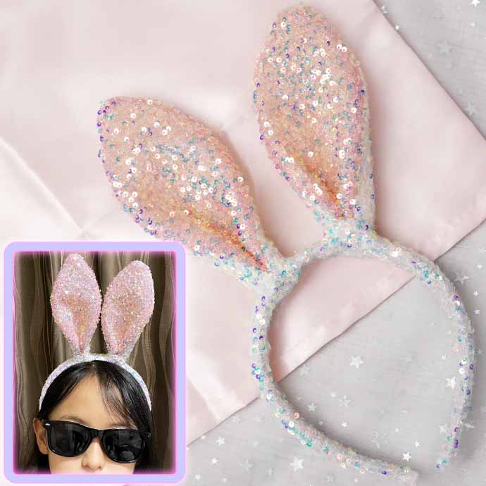 楽天市場】ウサギ耳カチューシャ 紫 キラキララメ うさぎ耳 ヘアバンド