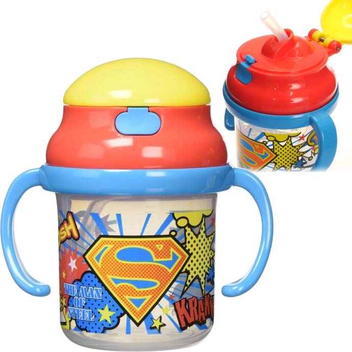 スーパーマン ストローホッパー 両手持ちマグ 水筒 KSH2 キャラクターグッズ 赤ちゃん用マグボトル Sk1246画像