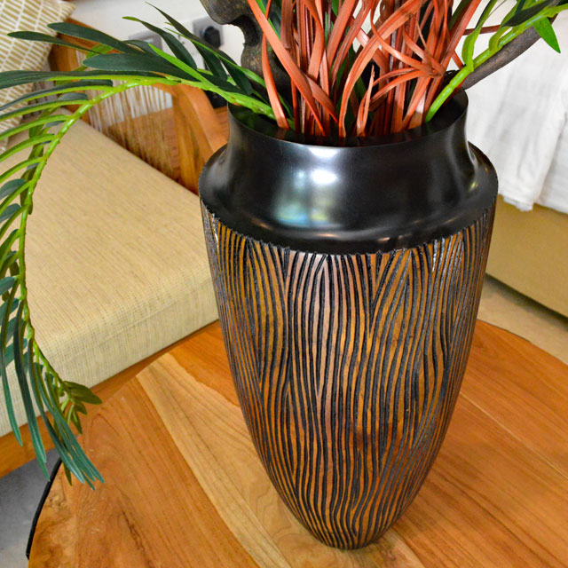 花瓶に挿すだけであっと言う間におしゃれに チークのフラワーベース パームリーフ2束 木製 棒3本 バリ サイカスリーフ2枚 ハラン3枚 豪華6点セット シングルリーフ12枚の6点セット 送料無料 モダンなチークのフラワーベース 豪華6点セット バリ アジアン 雑貨 造花