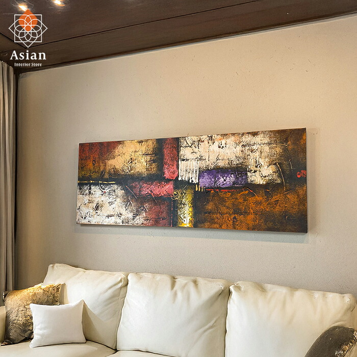 アートパネル 120×45cm 7 【 絵画 インテリア 絵 壁掛け おしゃれ 北欧 モダン アート ファブリックパネル バリ絵画 バリ アジアン 雑貨 リゾート 抽象画 】
