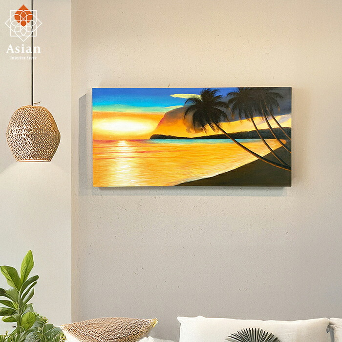 海の絵 インテリア アート 絵 ロンハーマン roku TEN 楽天市場】絵画 海 サンセット 画家M.Santo 80×40cm 210