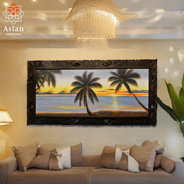 油絵　大きめ　アートフレーム　サンセット 楽天市場】絵画 海 サンセット 画家M.Santo 80×40cm 210