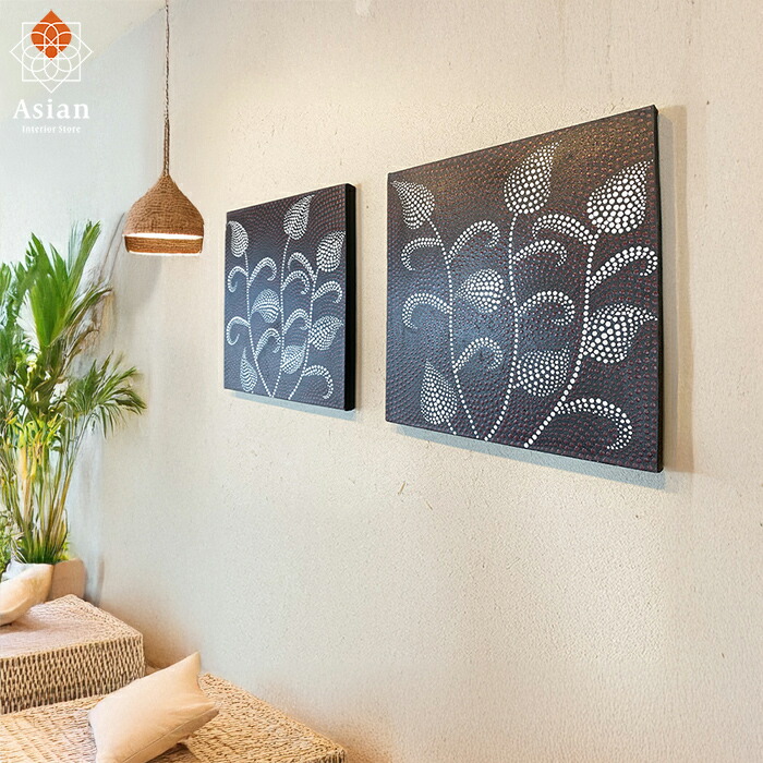 楽天市場】ドットアート 3連 (30cm×30cm 2) 【 バリ絵画 アートパネル