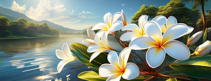 プルメリア 絵画 プルメリアの絵 ホワイト 42X52 絵画 花の絵 リゾート