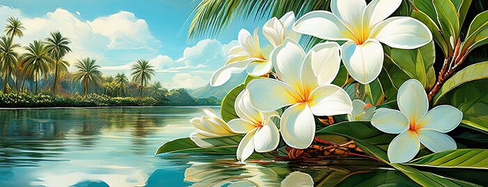 楽天市場】プルメリアの絵画（3Dデザイン） 40×30cm A 【 アート