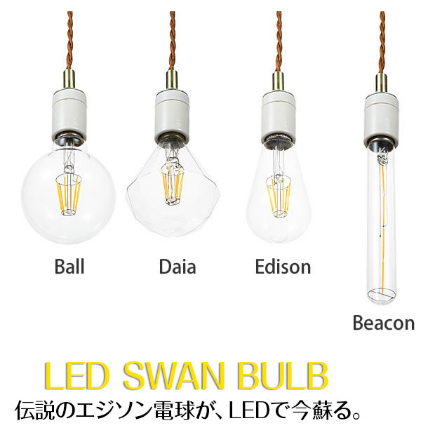 3つ　スワン SWB-G250L LEDスワンバルブディマー ボール LED電球 スワンバルブ ディマーボール フィラメント型 E-26 7.5W