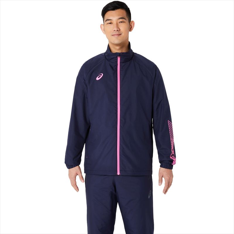 [asics]アシックス 裏トリコットウインドブレーカージャケット (2031E745)(401) ミッドナイトxホットピンク