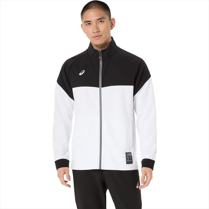 [asics]アシックス ドライハイブリッドストレッチニットジャケット (2031F169)(002) パフォーマンスブラックxブリリアントホワイト