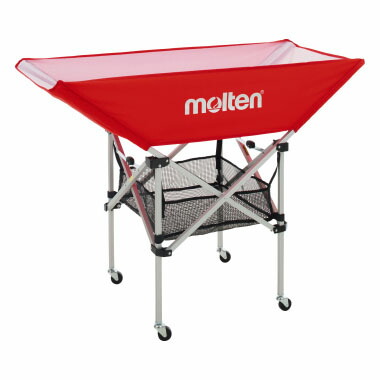 【メーカー直送商品】【日時指定不可】 [molten]モルテン 折りたたみ式平型ボールカゴ 背低93cm 4点セット(フレーム・幕体・小物ネット・キャリーケース) (BK0032-R) レッド