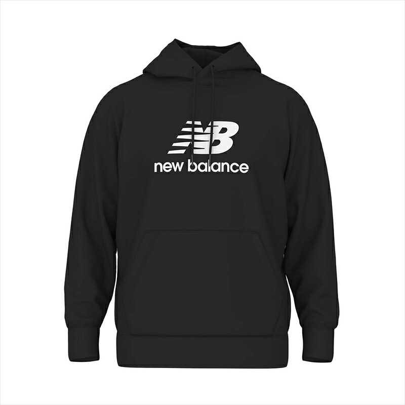 [New Balance]ニューバランス Sport Essentials Stacked Logo スウェットフーディ (MT41501)(BK) ブラック