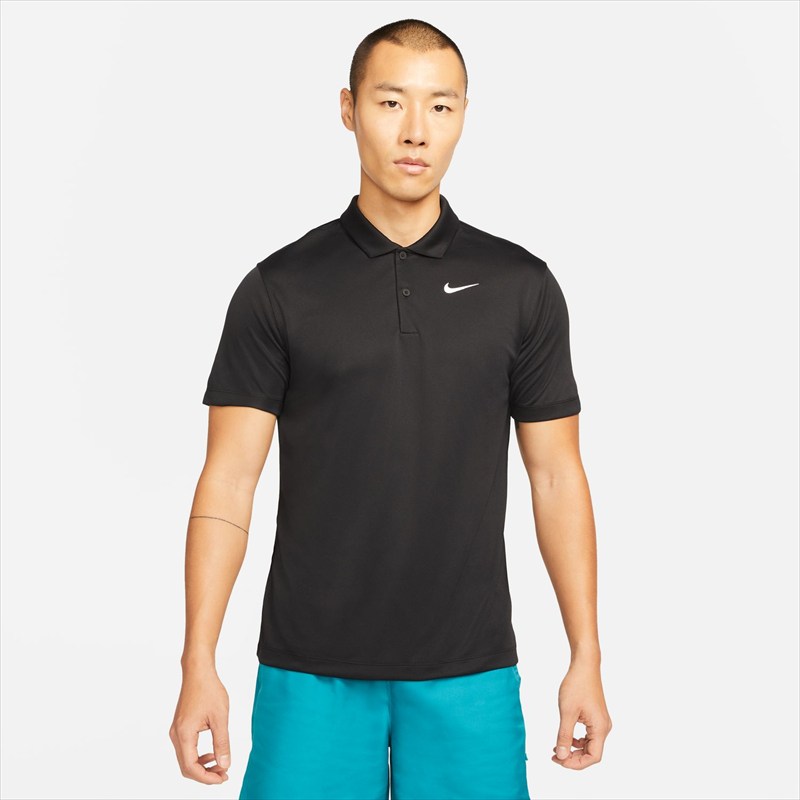 【1点までメール便可】 [NIKE]ナイキ ナイキコート DF ソリッド 半袖ポロ (DH0858)(010) ブラック/ホワイト