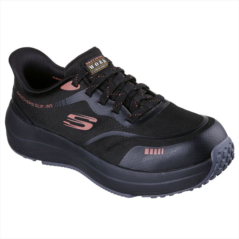 [SKECHERS WORK]スケッチャーズワーク メンズスリップインズ作業靴 TRANSPORTER LITE - BHENN (200262)(BKRD) ブラック/レッド
