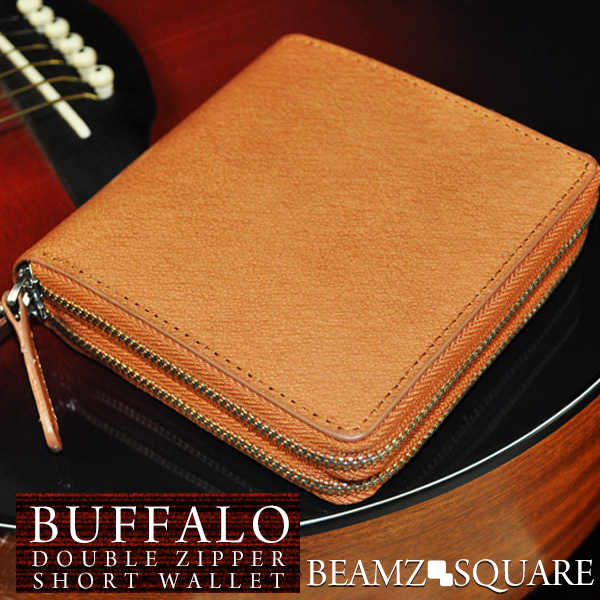 楽天市場 バッファロー レザー ダブル ラウンドファスナー 二つ折り 財布beamz Square ダブルファスナー メンズ ラウンドウォレット 送料無料 ａｓ ｓｈｏｐ
