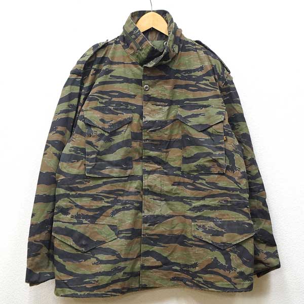 【中古】美品◆米軍 ALPHA M-65 フィールドジャケット USA製 タイガーカモ アルファ アメリカ ミリタリー USED 古着 MADE IN USA