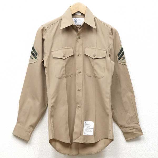 美品☆米軍実物 XL 半袖ミリタリーシャツ USAFワッペン 米軍放出品 米軍 半袖 USAF コットンサテン 76年 ユーティリティシャツ15.1